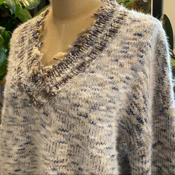 Anthropologie Frayed Confetti Oversized sweater
